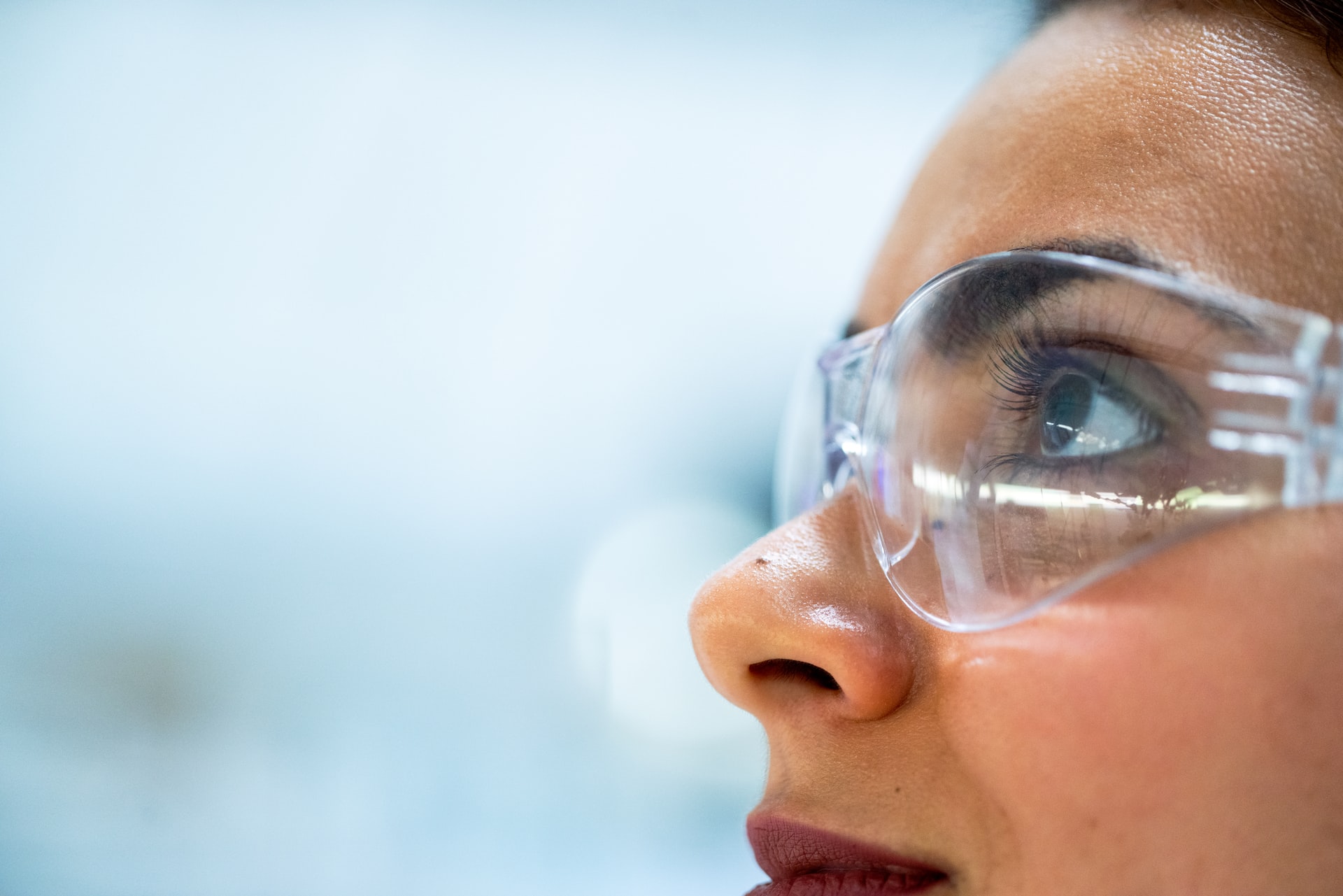 scientist looking upwards