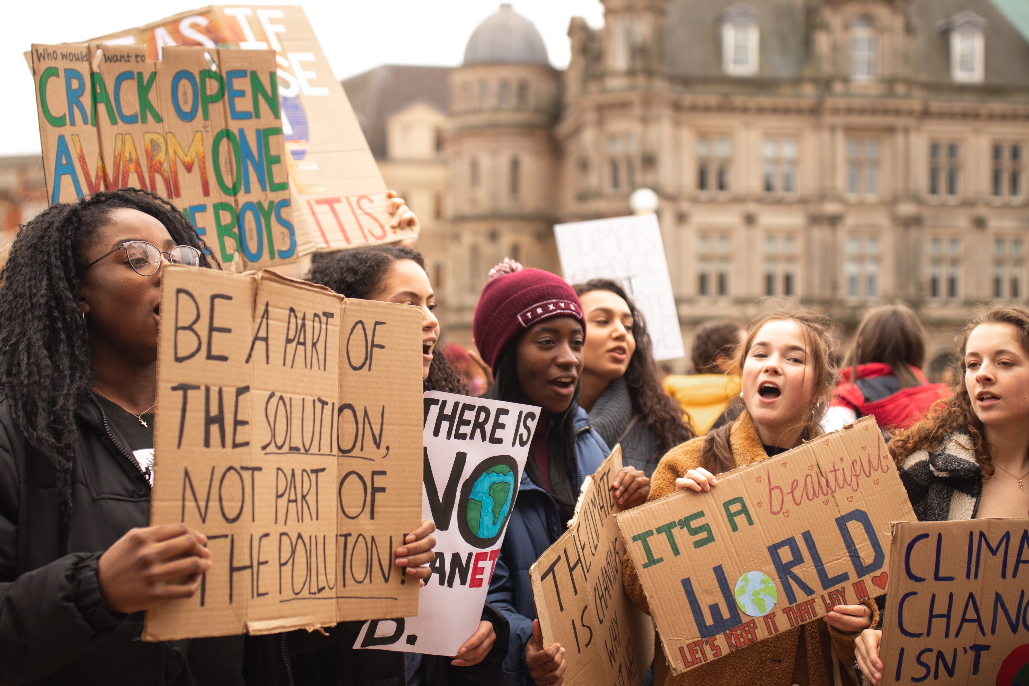 young people protesting for climate