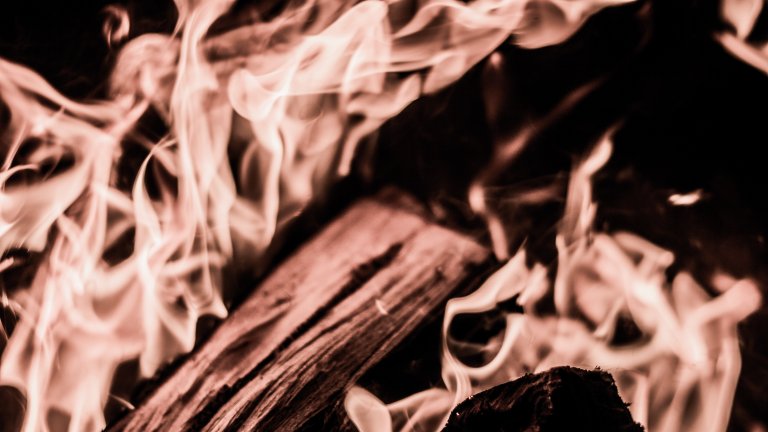 wood burning flames